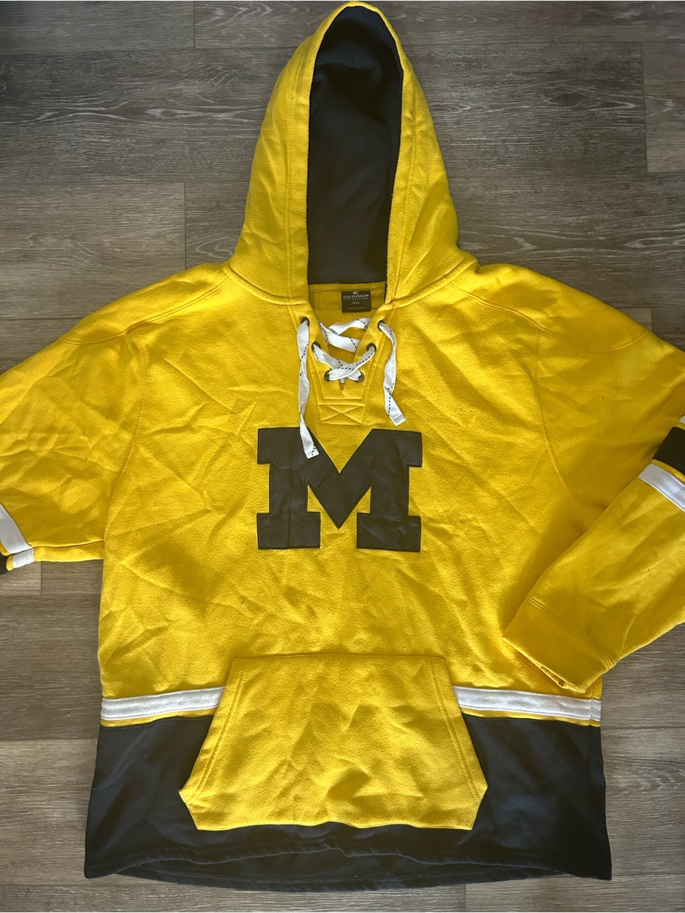 Colosseum Yellow and Black Lace-Up Hooded Men's Sweater